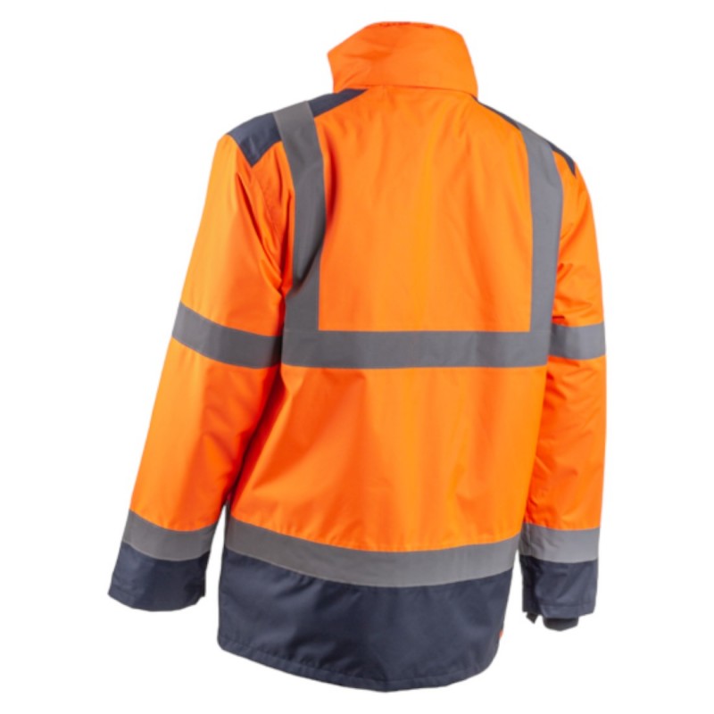 Coverguard - Parka de pluie imperméable avec double Mesh haute visibilité KAZAN orange et bleu marine