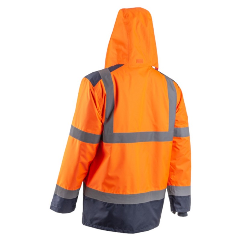 Coverguard - Parka de pluie imperméable avec double Mesh haute visibilité KAZAN orange et bleu marine
