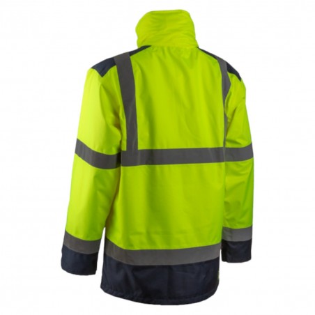 Coverguard - Parka de pluie imperméable avec double Mesh haute visibilité KAZAN jaune et bleu marine