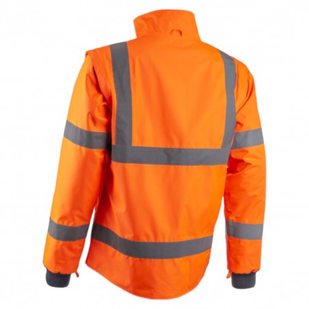 Coverguard - Veste de travail 2 en 1 imperméable et chaude doublée polaire haute visibilité KAZAN orange et bleu marine