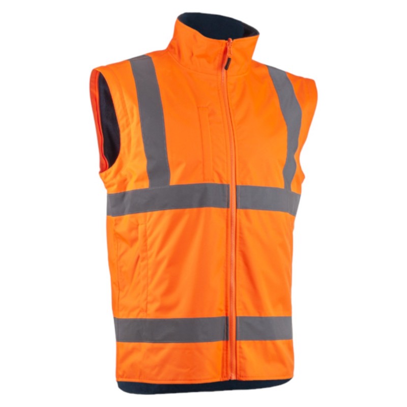Coverguard - Veste de travail 2 en 1 imperméable et chaude doublée polaire haute visibilité KAZAN orange et bleu marine