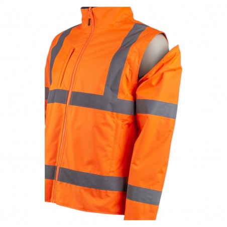 Coverguard - Veste de travail 2 en 1 imperméable et chaude doublée polaire haute visibilité KAZAN orange et bleu marine