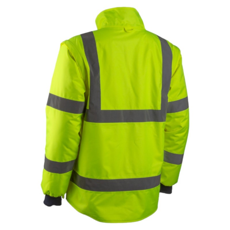 Coverguard - Veste de travail 2 en 1 imperméable et chaude doublée polaire haute visibilité KAZAN jaune et bleu marine