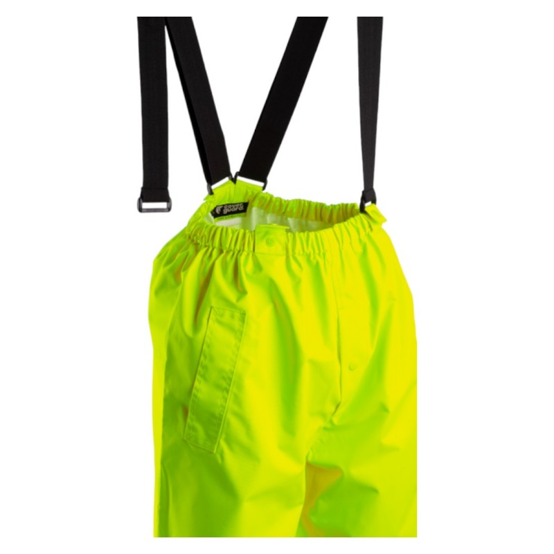 Coverguard - Pantalon de pluie avec bretelles élastiquées imperméable enduit PU haute visibilité HYDRA jaune et bleu marine