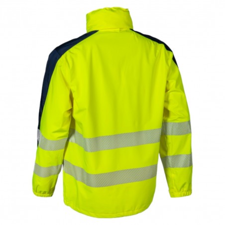 Coverguard - Veste de pluie 2 couches légère et imperméable haute visibilité HOTARU jaune et bleu marine