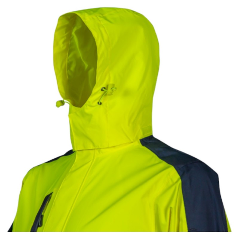 Coverguard - Veste de pluie 2 couches légère et imperméable haute visibilité HOTARU jaune et bleu marine