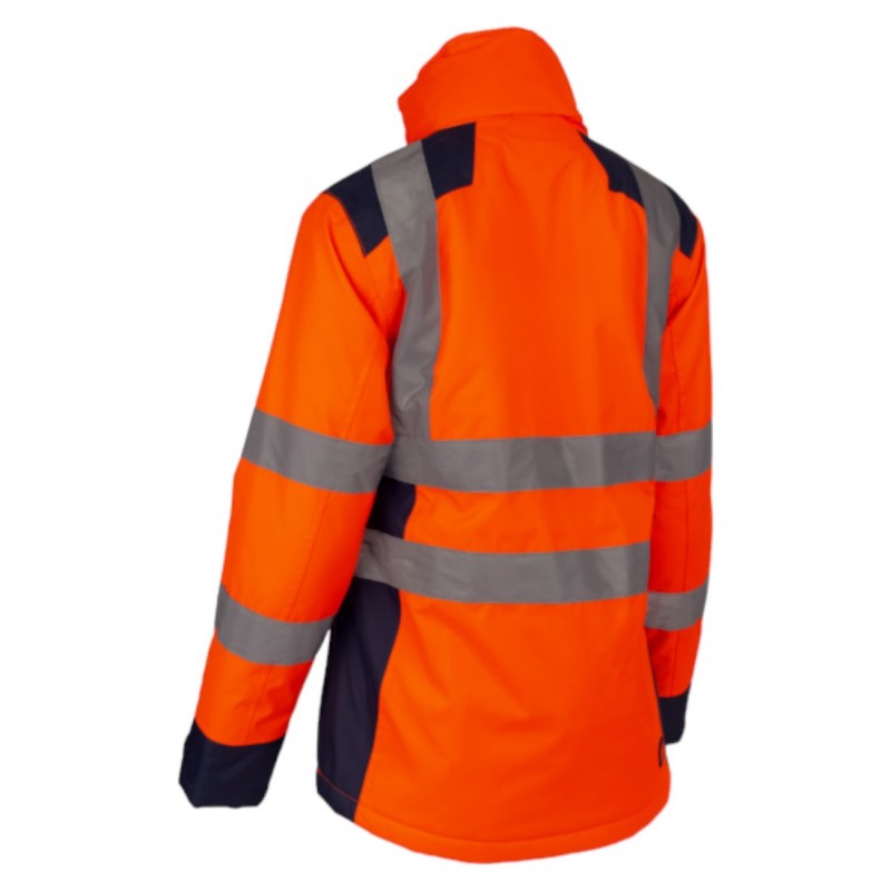 Coverguard - Parka chaude et imperméable pour Femmes haute visibilité HORA orange et bleu marine