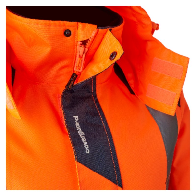 Coverguard - Parka chaude et imperméable pour Femmes haute visibilité HORA orange et bleu marine