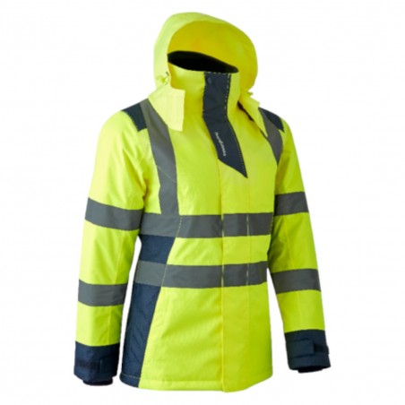 Coverguard - Parka chaude et imperméable pour Femmes haute visibilité HORA jaune et bleu marine