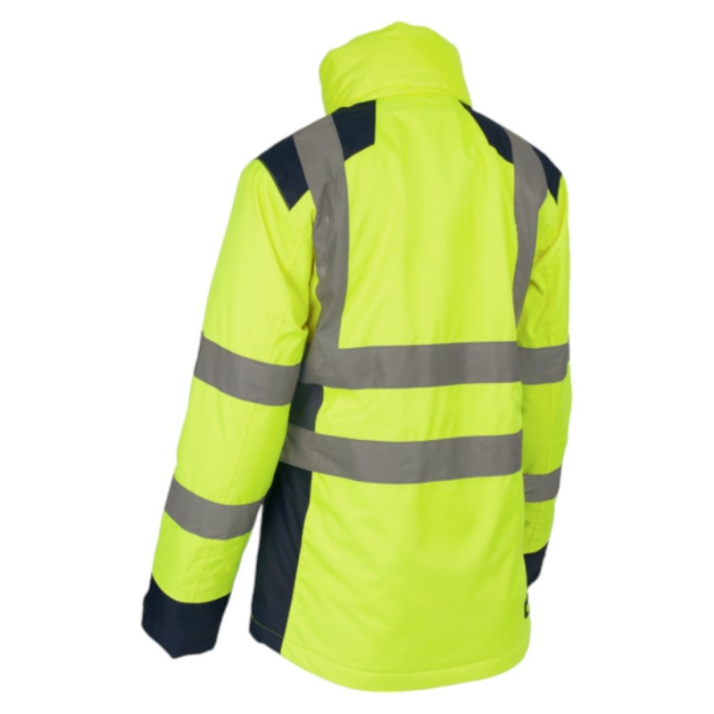 Coverguard - Parka chaude et imperméable pour Femmes haute visibilité HORA jaune et bleu marine