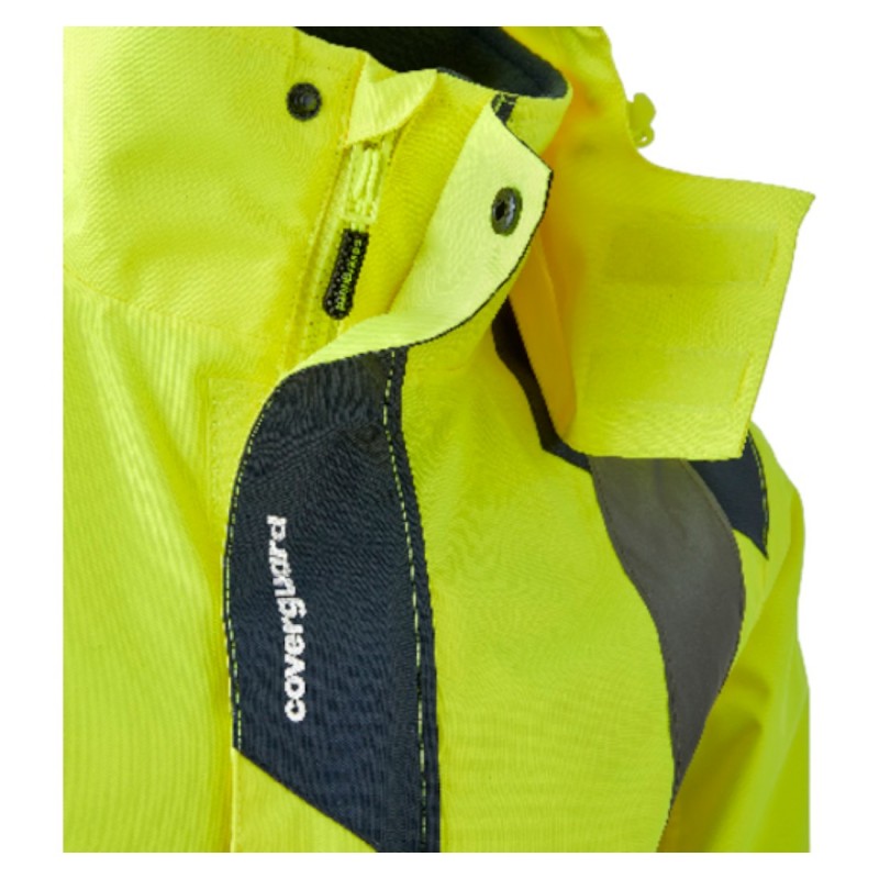 Coverguard - Parka chaude et imperméable pour Femmes haute visibilité HORA jaune et bleu marine
