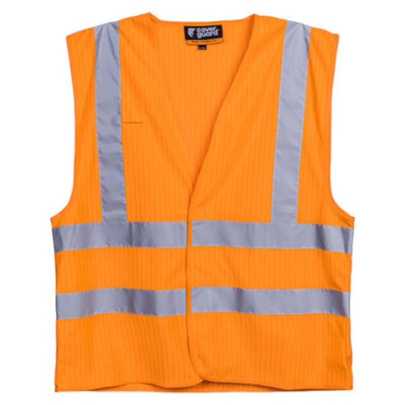 Coverguard - Gilet sans manches antistatique et anti-feu haute visibilité ajustable en largeur HODER orange (Pack de 10)