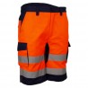 Coverguard - Bermuda de travail avec zones de tensions élastiquées haute visibilité HIBANA orange bleu marine