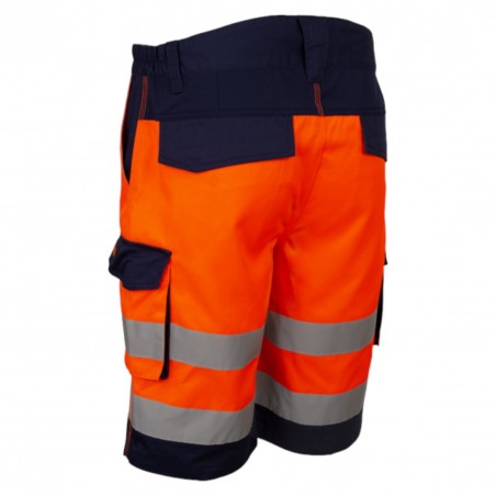 Coverguard - Bermuda de travail avec zones de tensions élastiquées haute visibilité HIBANA orange bleu marine