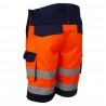 Coverguard - Bermuda de travail avec zones de tensions élastiquées haute visibilité HIBANA orange bleu marine