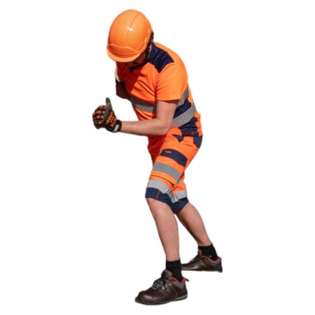 Coverguard - Bermuda de travail avec zones de tensions élastiquées haute visibilité HIBANA orange bleu marine
