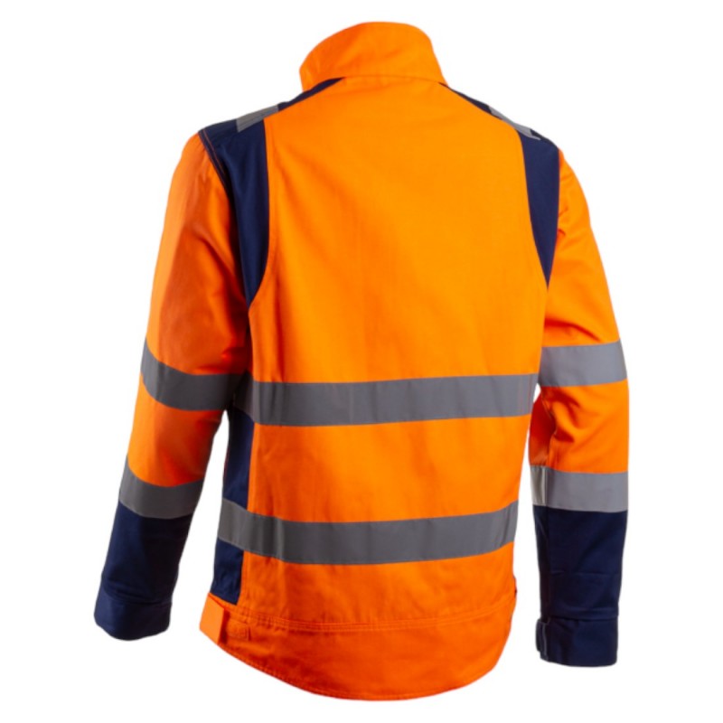 Coverguard - Veste de travail avec zones de tensions élastiquées haute visibilité HIBANA orange bleu marine