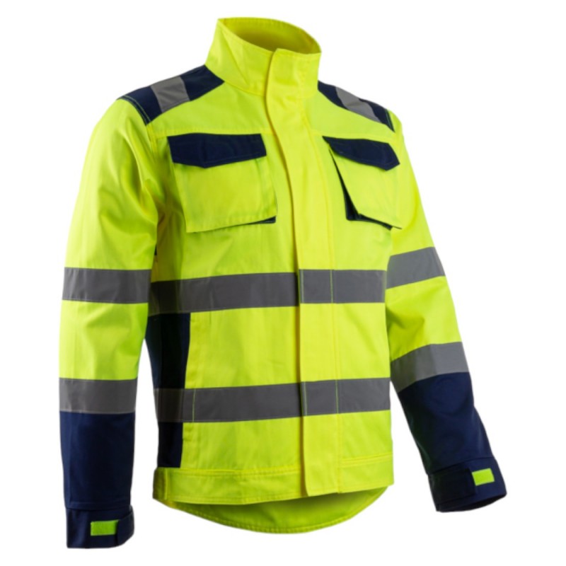 Coverguard - Veste de travail avec zones de tensions élastiquées haute visibilité HIBANA jaune bleu marine