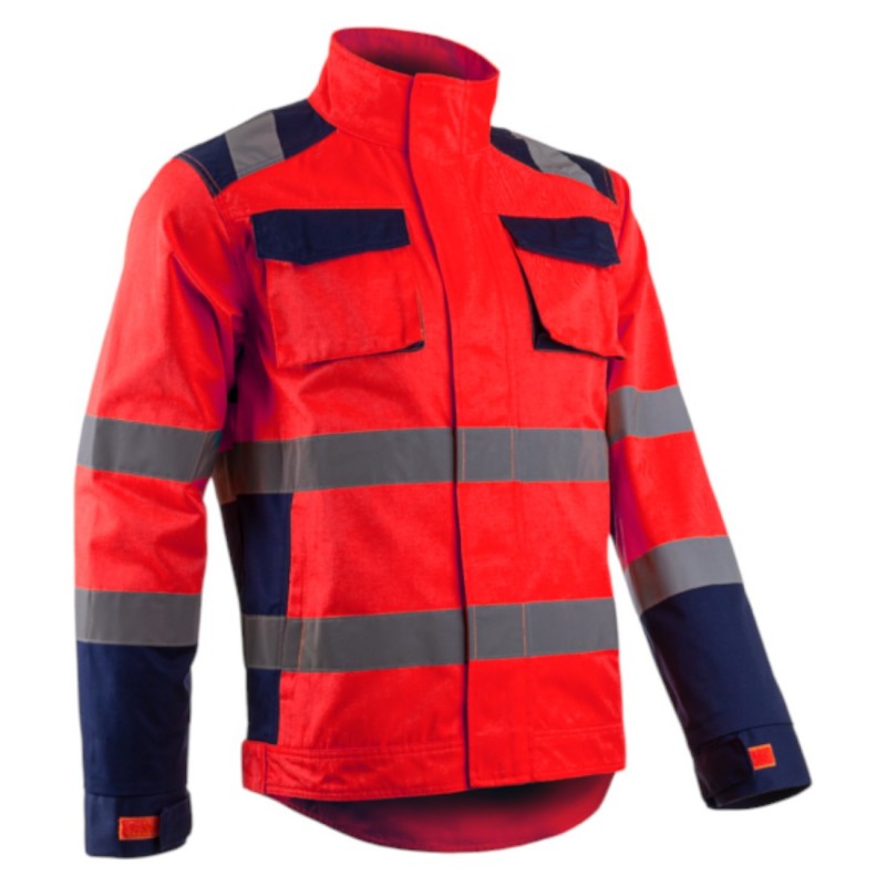 Coverguard - Veste de travail avec zones de tensions élastiquées haute visibilité HIBANA rouge bleu marine
