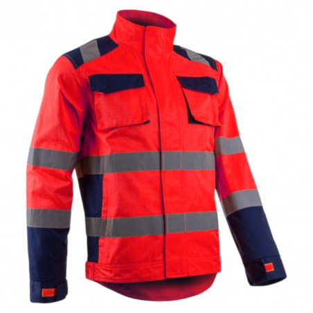 Coverguard - Veste de travail avec zones de tensions élastiquées haute visibilité HIBANA rouge bleu marine