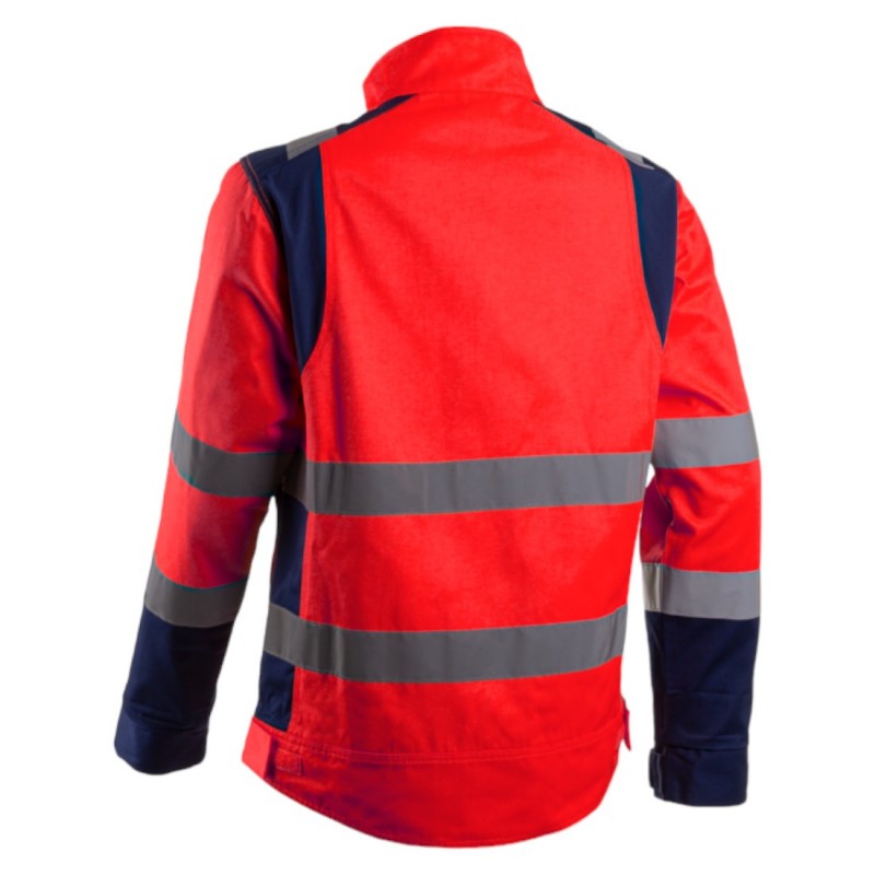 Coverguard - Veste de travail avec zones de tensions élastiquées haute visibilité HIBANA rouge bleu marine