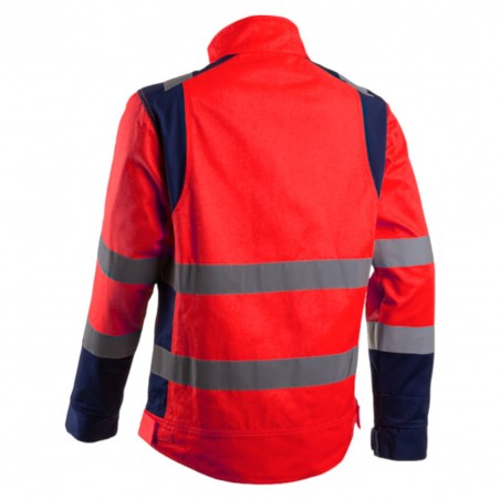 Coverguard - Veste de travail avec zones de tensions élastiquées haute visibilité HIBANA rouge bleu marine