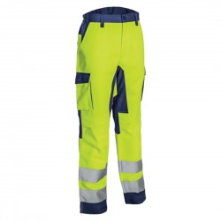 Coverguard - Pantalon de travail avec zones de confort élastiquées haute visibilité HIBANA jaune bleu marine