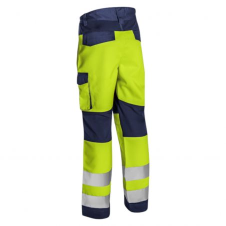 Coverguard - Pantalon de travail avec zones de confort élastiquées haute visibilité HIBANA jaune bleu marine