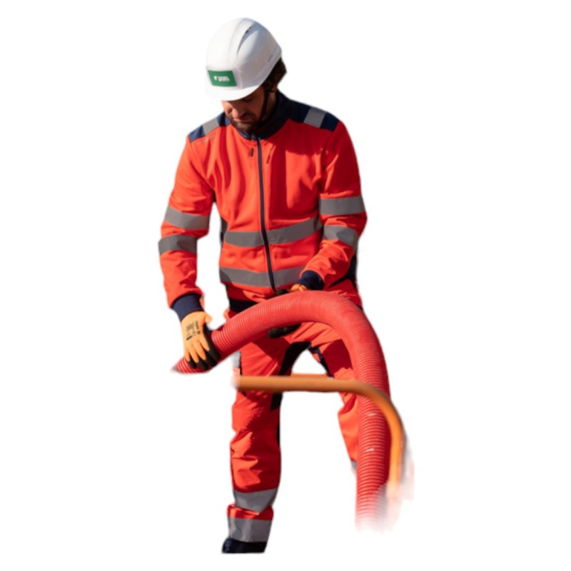 Coverguard - Veste de travail chaude molletonnée antisalissures haute visibilité GOKKAN rouge bleu marine