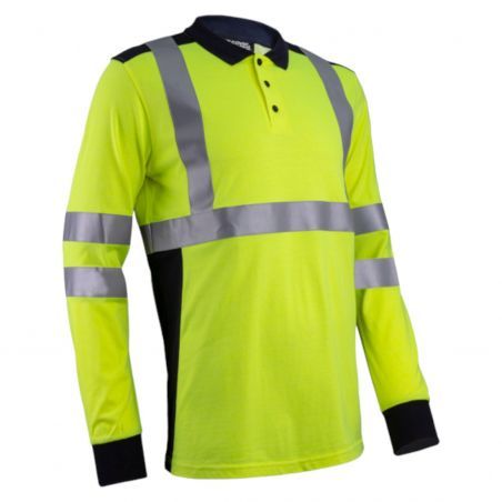 Coverguard - Polo manches longues haute visibilité multirisques EKHI jaune bleu marine