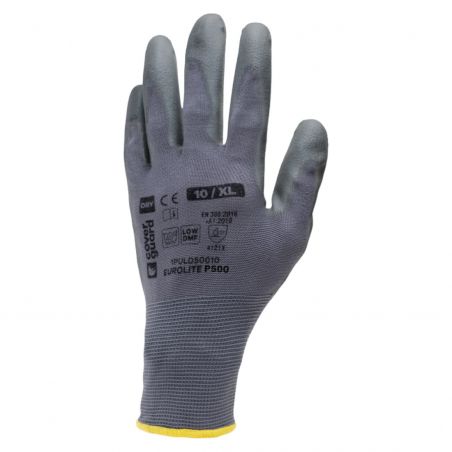 Coverguard - Gants de manutention en milieu sec paume enduite PU tactile EUROLITE P500 (Pack de 10)