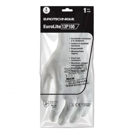 Coverguard - Gants de manutention en milieu sec paume enduite PU EUROLITE 13P100 (Pack de 10)