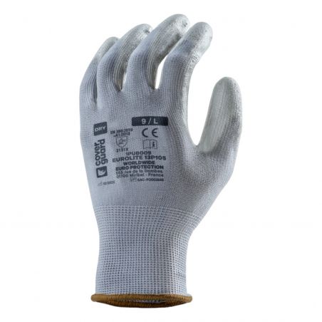 Coverguard - Gants de manutention en milieu sec paume enduite PU EUROLITE 13P105 (Pack de 10)