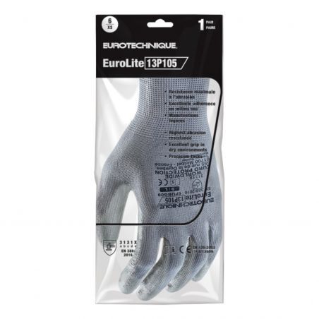 Coverguard - Gants de manutention en milieu sec paume enduite PU EUROLITE 13P105 (Pack de 10)