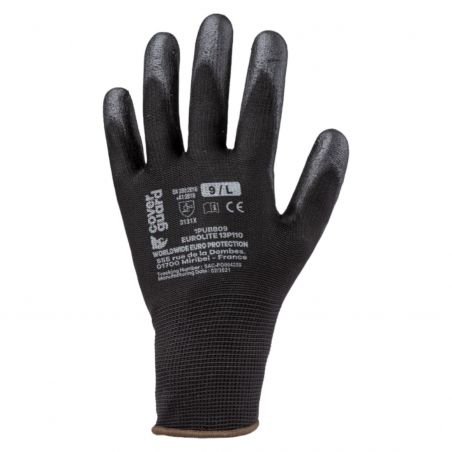 Coverguard - Gants grip en milieu sec paume enduite PU EUROLITE 13P110 (Pack de 10)