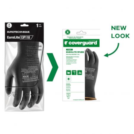 Coverguard - Gants grip en milieu sec paume enduite PU EUROLITE 13P110 (Pack de 10)