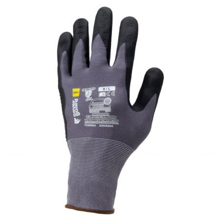 Coverguard - Gants grip en milieu sec paume enduite Nitrile renforcée picots EUROLITE 15N600D (Pack de 10)