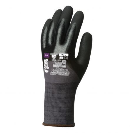 Coverguard - Gants de protection en milieu huileux double enduction Nitrile paume et dos EUROLITE 15N505 (Pack de 5)