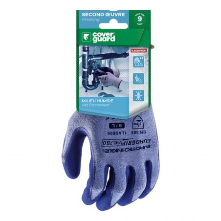 Coverguard - Gants de protection en milieu humide double enduction Latex finition grainée EUROLITE 13L700 (Pack de 5)