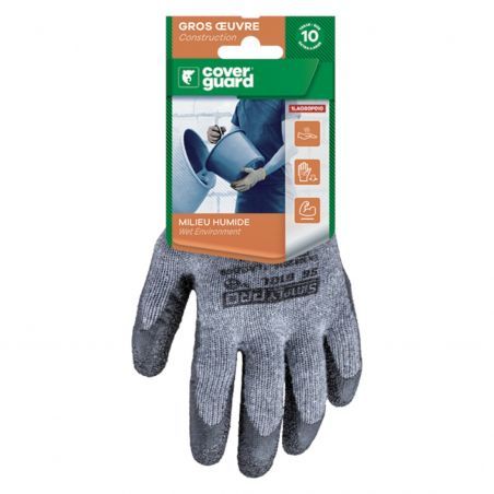 Coverguard - Gants de bricolage en milieu humide paume enduite Latex EUROSTRONG SG810L (Pack de 5)