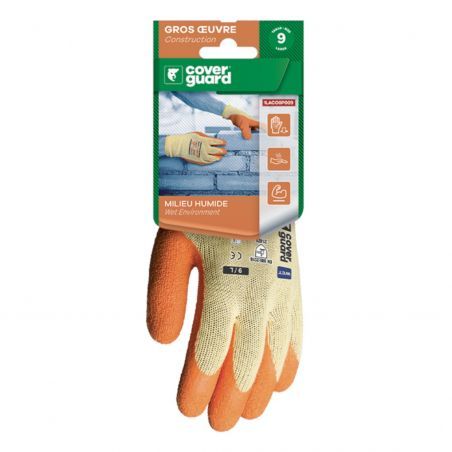 Coverguard - Gants de bricolage en Polyester enduction Latex orange EUROSTRONG 10L800 (Pack de 5)