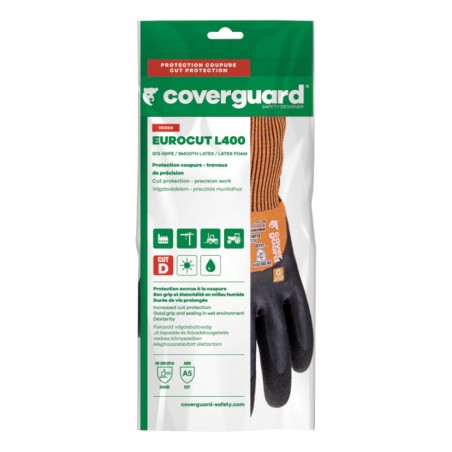Coverguard - Gants anti-coupures en milieu humide coupure D avec double enduction Latex EUROCUT L400 (Pack de 5)