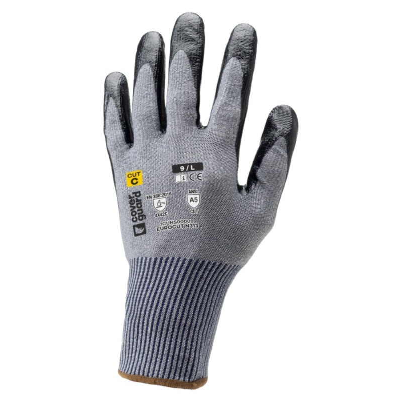 Coverguard - Gants anti-coupures en milieu huileux coupure C paume enduite Nitrile lisse tactile EUROCUT N313 (Pack de 10)