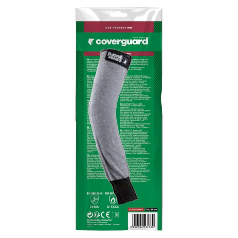 Coverguard - Manchettes anti-coupures grise en fibre HDPA 60cm de long EUROCUT SLEEVE 600 (Pack de 12)