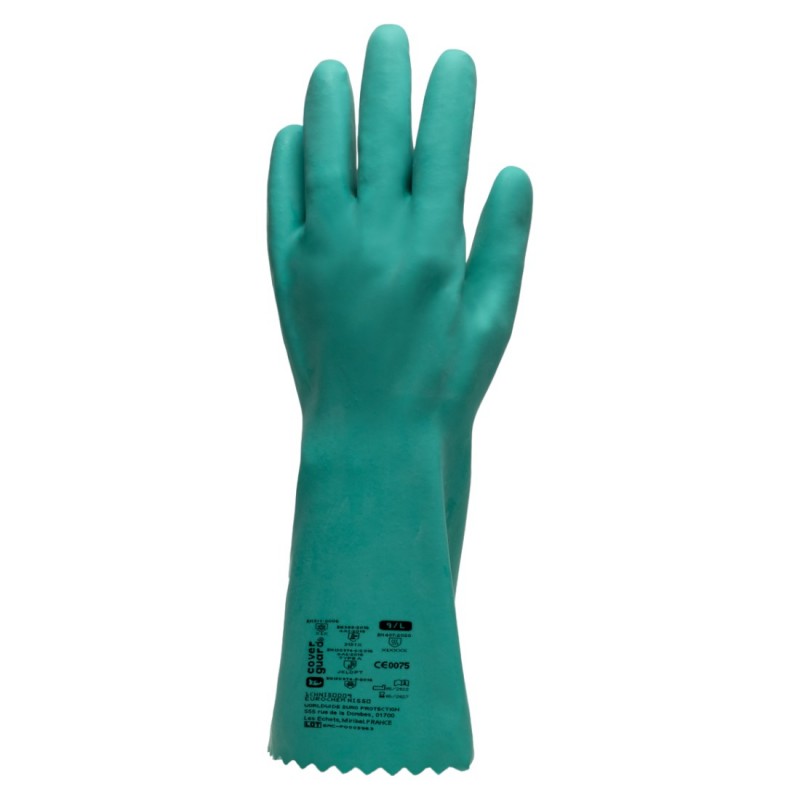 Coverguard - Gants de protection chimique en Nitrile longueur 35cm EUROCHEM NI550 (Pack de 12)