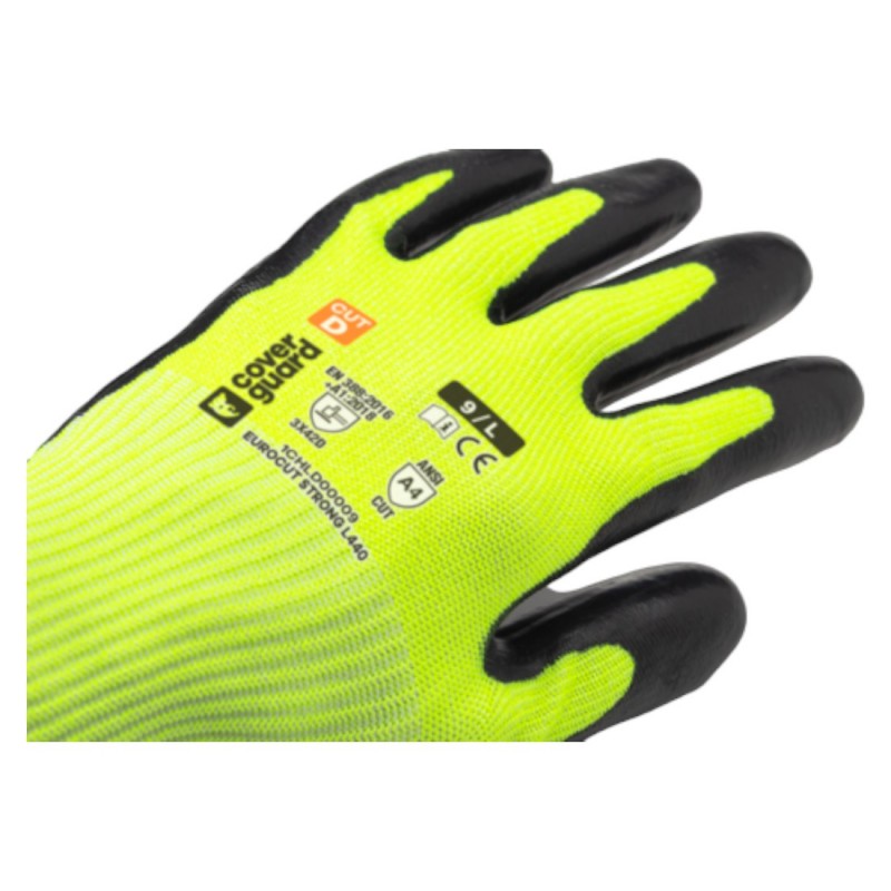 Coverguard - Gants anti-coupures avec paume enduite Latex spécial verre EUROCUT STRONG L440 (Pack de 10)