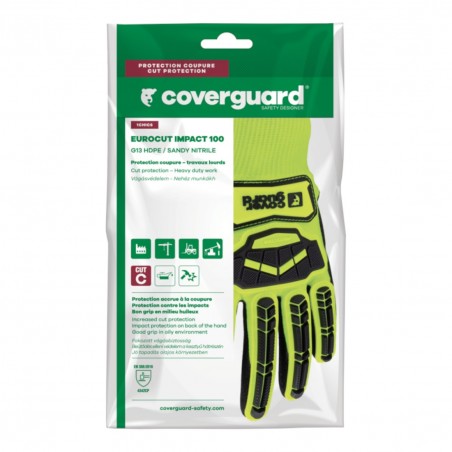 Coverguard - Gants anti-impacts avec renfort dos de la main EUROCUT IMPACT 100 (Pack de 5)