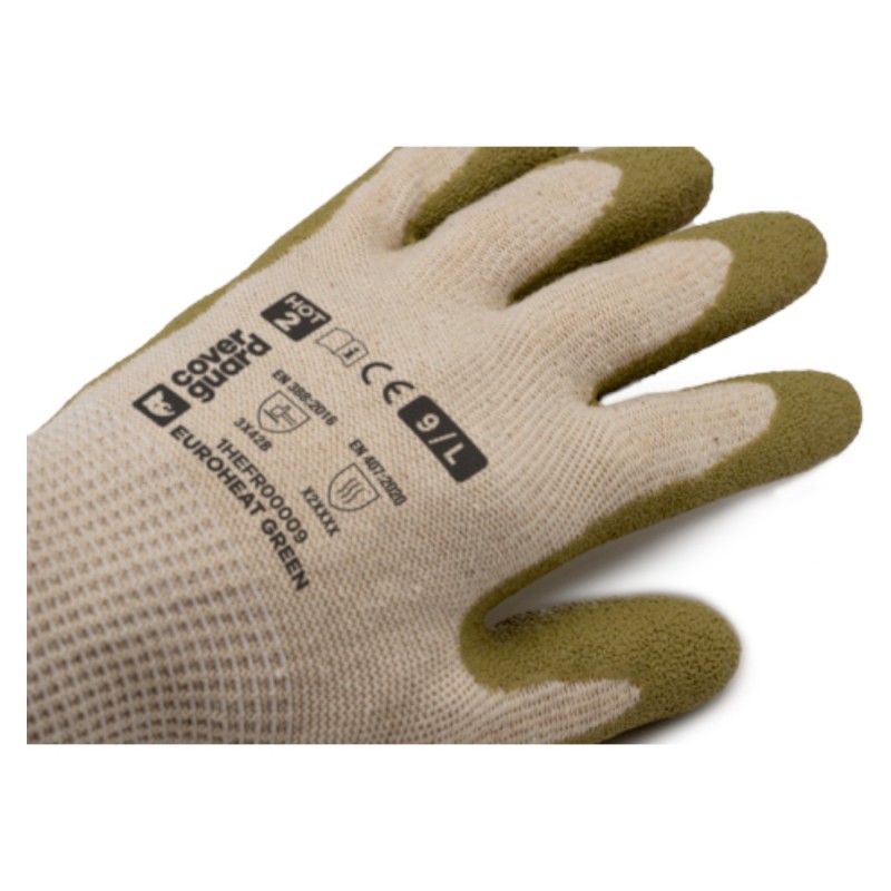 Coverguard - Gants EUROHEAT GREEN (J13 coton/PE recyclé blanc, paume enduite latex vert)