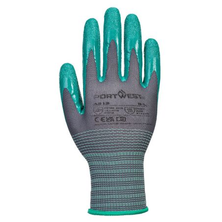 Portwest - Gants Grip jauge 15 en nitrile gris et vert (Pack de 12)