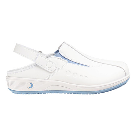 Safety Jogger - Sabots médicaux pour femmes avec une bande velcro réglable CARINNE blanc et bleu clair OB